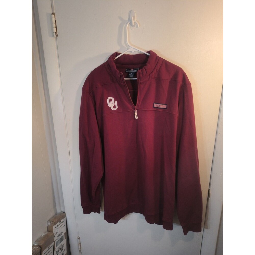 Vineyard Vines Oklahoma Sooners Shep Shirt Quarter Zip Crimson Men's XL OU